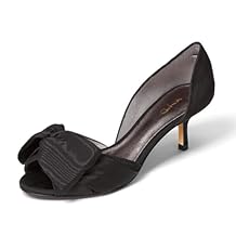 XYD Women's Bows D'Orsay Elegant Pumps Low Kitten Heels Open Toe Slip On Sandals Wedding Evening Bridal Shoes