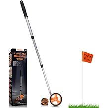 Zozen Measuring Wheel with 20pc Marking Flags, Scalable to Length 40in, 4-inch Measure Wheel, Distance Measuring in Feet and Inches, One Key to Reset, Rolling Up To 10,000Ft, Includes Tape Measure.