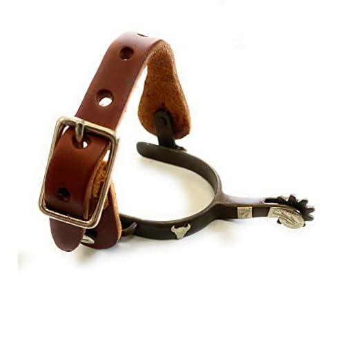 AJ Tack Youth Antique Brown Steer Head Spurs Package