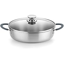 BRA COOKWARE Master Saute Pan w/Glass Lid | 10.2 inches - 2,6 quarts Professional Deep Pan | Stainless Steel Saute Pan | All Stovetop Compatible - Full Induction | PFAS Free | Shiny Finish
