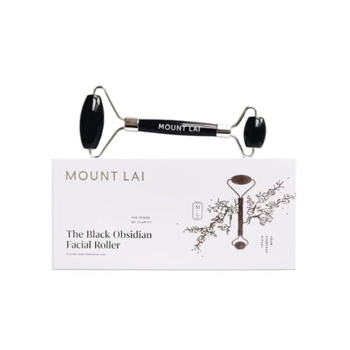 Mount Lai Warming Black Obsidian Facial Roller The Stone of Clarity, Detoxifying Face Roller Tool for Purified Skin, Relaxation & Improved Circulation, Facial Massager Tool for Self-Care Ritual