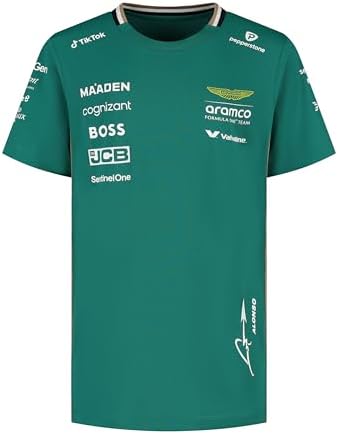 Kids Fernando Alonso Team T-Shirt - Youth Green by Aston Martin F1