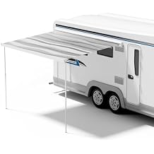 HBN RV Awning Fabric Replacement, 11'2" Fabric Length for 12' Awning, Heavy-Duty Vinyl, Weather Resistant, Universal Outdoor Canopy for RV, Trailer, and Motorhome Awnings - Gray Fade