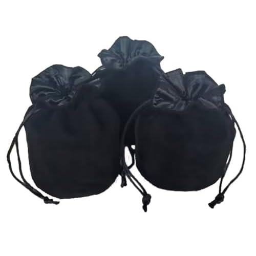 Velvet Dice Pouch - Small Drawstring Bag for Chess Pieces, Cosplay, Coins & Jewelry - RedGreyBlack 3, Black