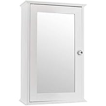 Single Door Mirror Indoor Bathroom Wall Mounted Cabinet,Wooden Medicine Cabinet White Wall Mounted Bathroom Cabinet with Single Mirror Door & Adjustable Shelves for Bathroom, Living Room, Entryway