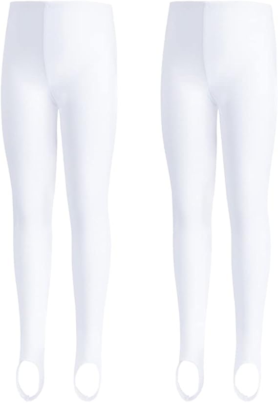 Girls Stirrup Pants 2 Pack Stretchy Tight Leggings Smooth Gymnastics Ballet Dance Stockings