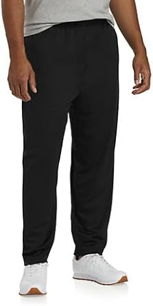 Reebok Big and Tall Performance Mesh Open-Hem Pants Black 3XLT