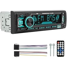 Car Audio Bluetooth Single DIN Car Stereo, 12V Car FM/AM Radio LCD VA Screen Car MP3 Player with Hands-Free, Dual USB, Voice Assistant & App Control, Supports FM/MP3/WMA/FLAC/AUX/TF