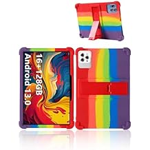 for KADYBED D115 Android 13 Tablet 10.1 inch Tablets 2024 New Model Case,Soft Silicone Adjustable Stand Cover Lightweight Kids Friendly,Rainbow