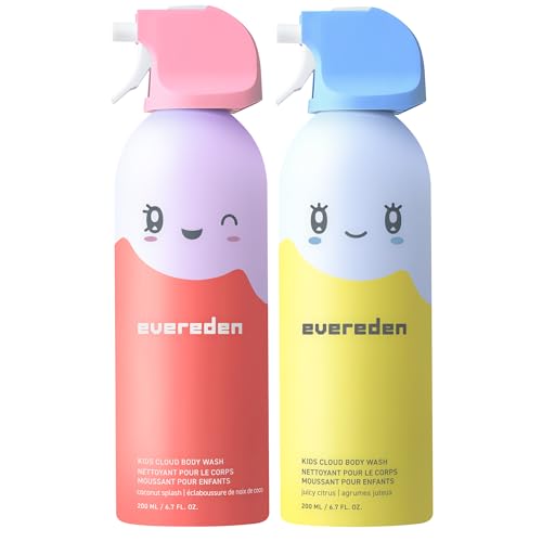 Evereden Kids Cloud Body Wash Duo - Gentle, Nourishing Toddler Body Wash for Delicate Skin, Coconut Splash & Juicy Citrus Scents, Creamy Hydrating Formula, 2 Pack 6.7 fl oz Each