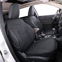 EKR Cherokee 2014 2015 2016 2017 2018 Car Seat Covers Full Set,Seat Covers Custom Fit for Jeep Cherokee,Car Seat Protector Waterproof,Leather Car Seat Cushion,Black Car Seat Cover-Leatherette (Black)