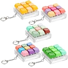 5 Pcs Keyboard Fidget Clicker Keychain Noisy Fidget Keyboard Colorful 9-in-1 Keycap Stress Relief Decompression Button Finger Clicker for Office Gifts Adults to Relief Stress