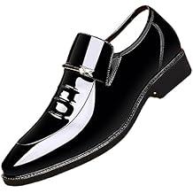 Men's Classic Business Dress Shoes, Oxford Work Formal Shoes, Patent Leather Slip-On Loafers Wedding Dress Shoes