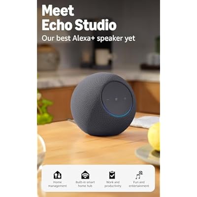 Amazon Echo Studio (newest model), Immersive spatial audio and Dolby Atmos, Designed for Alexa+, Graphite