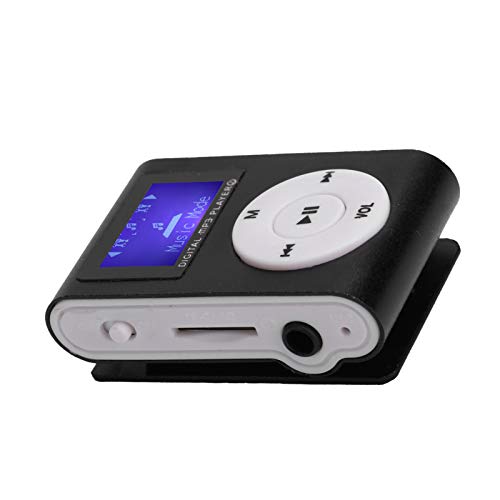 Portable Mini MP3 Player with LCD Screen, Built-in Memory, Expansion Slot, Sports Back Clip, Black