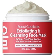 SeoulCeuticals Korean Face Scrub - Exfoliating Face Mask Skincare K Beauty Mask for Glass Skin - Kaolin Clay  Charcoal Cream Exfoliant Mask 2oz