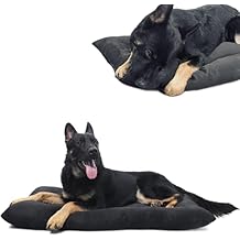 Indestructible Dog Bed for Aggressive Chewers, Durable Chew Proof Dog Crate Pad for Large Dogs, Tough Rip-Stop Pet Mats for Kennel Washable, UHMWPE Woven Fabric, Black, XL 41"x28"