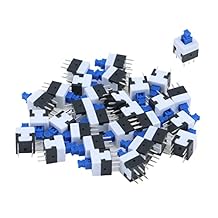 Antrader 30 Pcs Micro Push Button Switch, 6 Pin DPDT Self-Locking Power On/Off Latching Switches 8 x 8mm