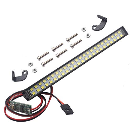RC Light Bar Roof Lamp Kit 48 Double Row Lights Compatible with Traxxas Slash Rustler Trx4 Axial SCX10 Tamiya D90 Gen8 110 RC Crawler L Shape Universal Brackets