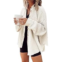 Womens Corduroy Button Down Shirts Color Block Long Sleeve Blouses Tops Jackets
