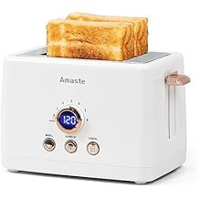 2 Slice Toaster, Retro Bread Toaster with LED Display, Extra Wide Slots Toasters with 6 Bread Shade Settings, Bagel, Cancel, Defrost Function, Stainless Steel with High Lift Lever, Removal Crumb Tray