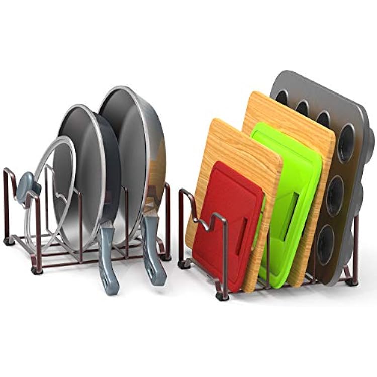 Simple Houseware Kitchen Cabinet Pantry and Bakeware Organizer Rack Holder, Bronze - 2 Pack