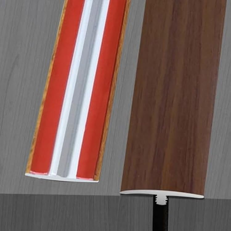 TREGOO Wood Grain Floor Transition Strips Self Adhesive, T Molding Edging Trim Cover Joining Flooring Gaps, Arc Metal Tile Seam Cover 1.5 Inch Color : Style F, 78634