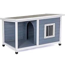Petsfit 45.5 Dog House Outdoor, Weatherproof for Medium Small Dogs, Durable and Comfortable, Light Grey