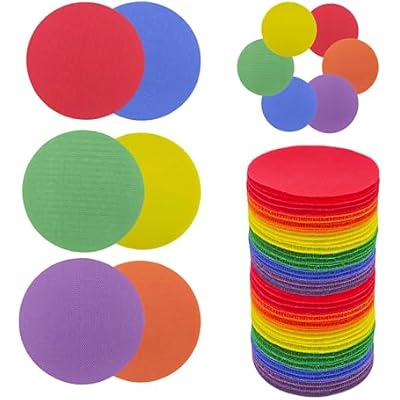 60 Pcs Carpet Spot Markers,Carpet Spot Markers for Classroom,4 Inch Circle Magic Nylon Dots,Sit Spots for Classroom Carpet Velcro, Velcro Dots for PE, Yoga, Preschool and Kindergarten6 Colors