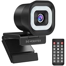4K Webcam with 5-Level LED Light, 12MP Camera, USB Webcam with Dual Noise-canceling Microphones, PDAF Fast Auto Focus, Remote Control, 360 Rotation, Perfect for Live streaming, Online Meeting