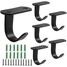 Piutouyar 6 Pack Black Screw Mounted Ceiling Hooks, Heavy Duty Under-Shelf Coat Hook, Stainless Steel Towel/Robe Clothes Hook Hanger for Cabinet, Kitchen, Cupboard, Bathroom