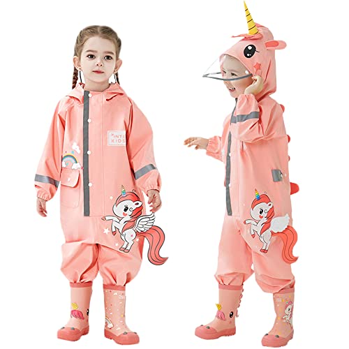 Kids Toddler Boys Girls Rain Suit Waterproof One Piece Coverall S-XL Size 1-6 Years