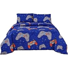 SDIII 3PCS Blue Gaming Comforter Set Twin, Soft Microfiber Lightweight Gamer Comforter Sets for Boys Girls Kids Teens, Video Game Bedding Quilt Twin