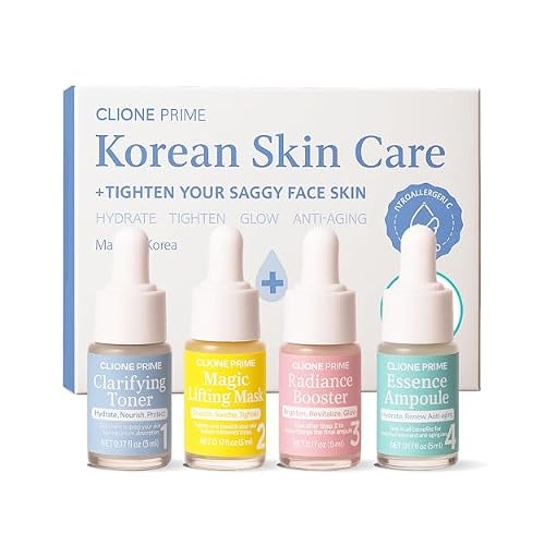 Korean Skin Care Set For Women - Gift For Women Korean Anti Aging Skin Care Products Lifting, Firmness & Hydration Essence, Mask, Booster & Ampoule Set for Radiant Smooth Looking Skin