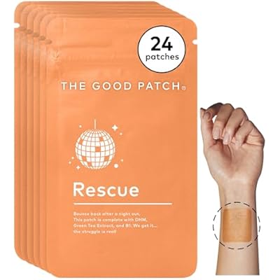 The Good Patch Rescue Recovery Patch, Natural Patch with DHM, Vitamin B1, and Green Tea, Plant-Powered Wearable Wellness, Support After a Night Out 24 Total Patches