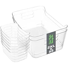 Tiawudi Set of 8 Clear Plastic Storage Bins, 2 Extra Large and 6 Small Storage Containers for Pantry Organization, Multi-Use Organizer Bins for Home, Kitchen, Cabinet, Bathroom, Fridge & Freezer