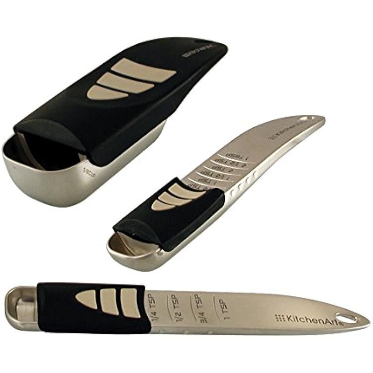 KitchenArt Cooks Pro Adjust-A-Measure Set, 3-Piece, Satin,Black and Silver