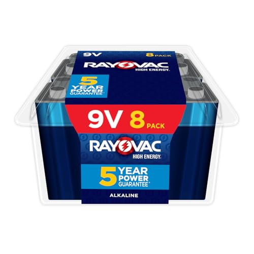Rayovac High Energy 9V Batteries 8 Pack, Alkaline 9 Volt Batteries