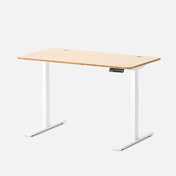 Autonomous Electric Standing Desk 2, 53 x 29 inches, Height Adjustable, Dual Motor (White - Bamboo)