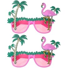 SEWACC 2Pcs Flamingo Sunglasses Funny Hawaiian Party Glasses Flamingo Coconut Tree Tropica Glasses for Photo Props Party Supplies