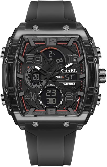 SMAEL 8109 Digital Watch Men Outdoor Sport 5ATM Waterproof LCD Electronic Male Quartz Watches for Men's Chronograph Wristwatch