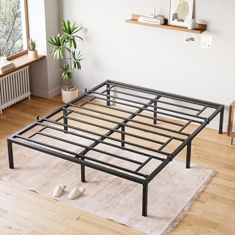Queen Bed Frame,14 Inch Queen Size Metal Bed Frames, Heavy Duty Steel Slat, No Box Spring Needed, Mattress Foundation, Easy Assembly, No Noise and No Shaking