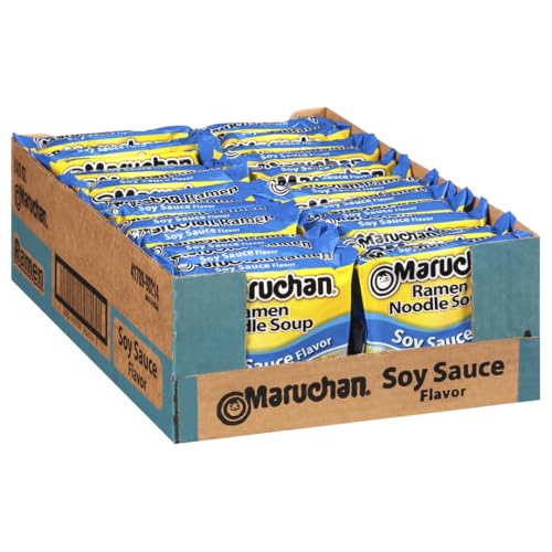 Maruchan Ramen Noodle Soup, Soy Sauce Flavor Japanese-Style Instant Noodles, Quick & Easy Meal for Kids, Students & Busy Families 3 Oz. 24 Pack