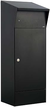 ALX-BP Freestanding Top Loading Locking Galvanized Steel Parcel Drop Box with LED Motion Lighting, Black