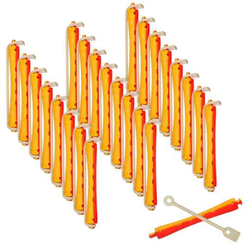 24pcs Perm Rod Hair Rollers Set with Bands - 3.5 Inch Spiral Curling Rods Curlers for Natural Hair Styling Diy at Home Salon