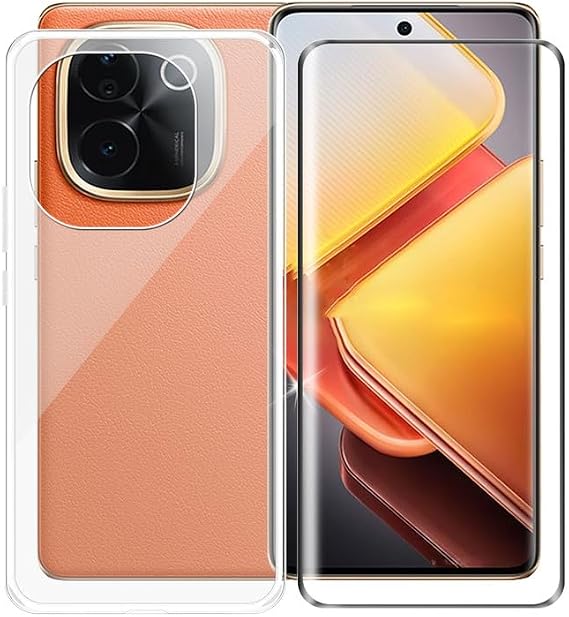 for Vivo iQOO Z9s Pro Case, with [Screen Protector Tempered Glass], [360 Rotation Ring Kickstand] Slim Soft Anti-Scratch TPU Phone Cover for Vivo iQOO Z9s Pro (6.77")