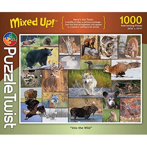 PuzzleTwist - Into The Wild - 1000 Piece Jigsaw Puzzle, Mixed Up! Series, Unique Challenging Fun for Adults Family Teens, Made in USA
