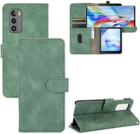 for LG Wing Wallet Case,LG Wing 5G Case,Premium PU Leather Flip Folio Case Card Slot,Stand Holder Magnetic Closure TPU Shockproof Case for LG Wing -Green