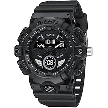 SMAEL Fashion Transparent Band Blue Shell Sport Quartz Watches Digital with Stopwatch Alarm Waterproof Casual Electronic Dual Time Wristwatch
