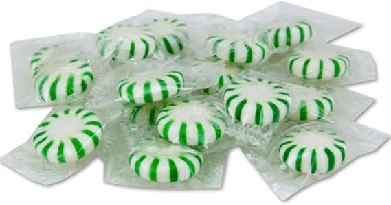 50ct Spearmint Mint Candy Peppermints Hard Candies Natural Individually Wrapped Gluten Free Fresh Breath Sooth Throat Drops Minty Sweets Treats Flavorful Bites Sucker Tasty Old Fashioned Goodies Cool